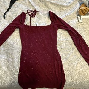 Mini long sleeve red sparkly dress from Lucy in the Sky. Size XS or 0.
